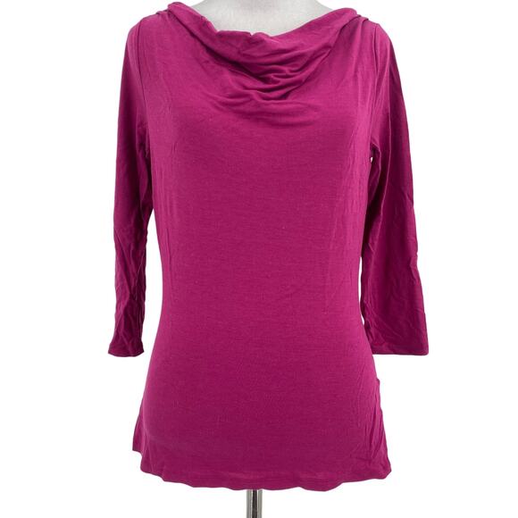 Boden Pink Drape Neck 3/4 Sleeve Shirt Size 4 - Picture 1 of 7